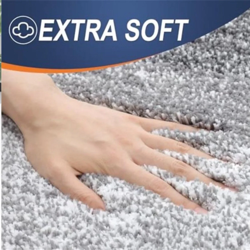 3 Piece Bathroom Rug Set Plush Microfiber Bath Mats Contour Toilet Grey